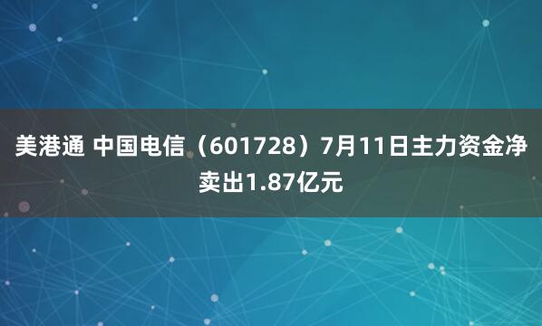 美港通 中国电信（601728）7月11日主力资金净卖出1.87亿元